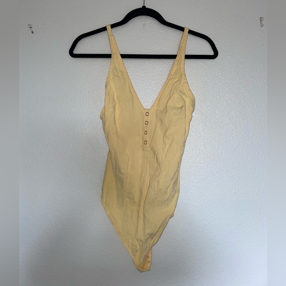 Free People Yellow Bodysuit
